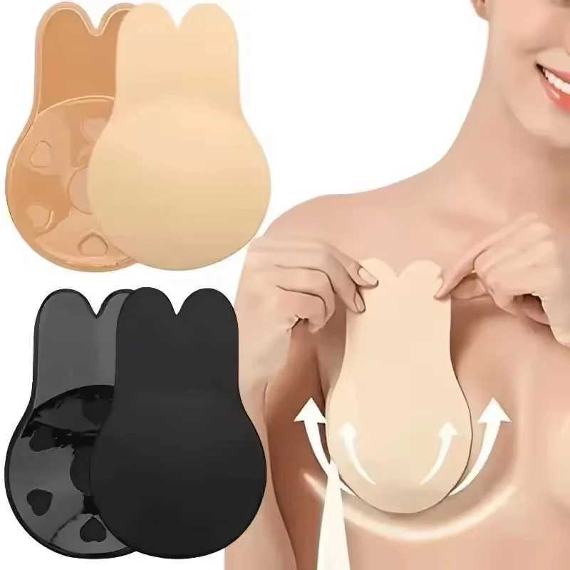 Womens push up bra self-adhesive silicone strapless invisible bra reusable adhesive bra lifting tape rabbit cushion bra padXJ250324