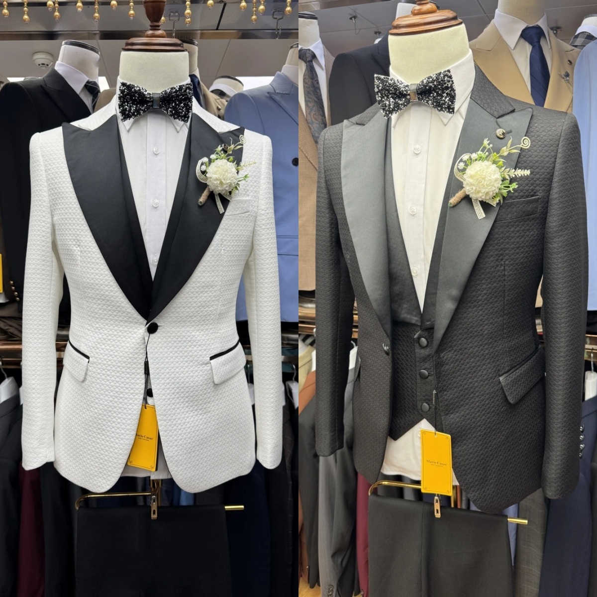 Vintage Men Suits Tailor-Made Suit Tuxedos for Wedding 3 Pieces Set Peaked Lapel Air Cotton Groom Blazer Coat+Vest+Black Pants Prom Party Formal Occas