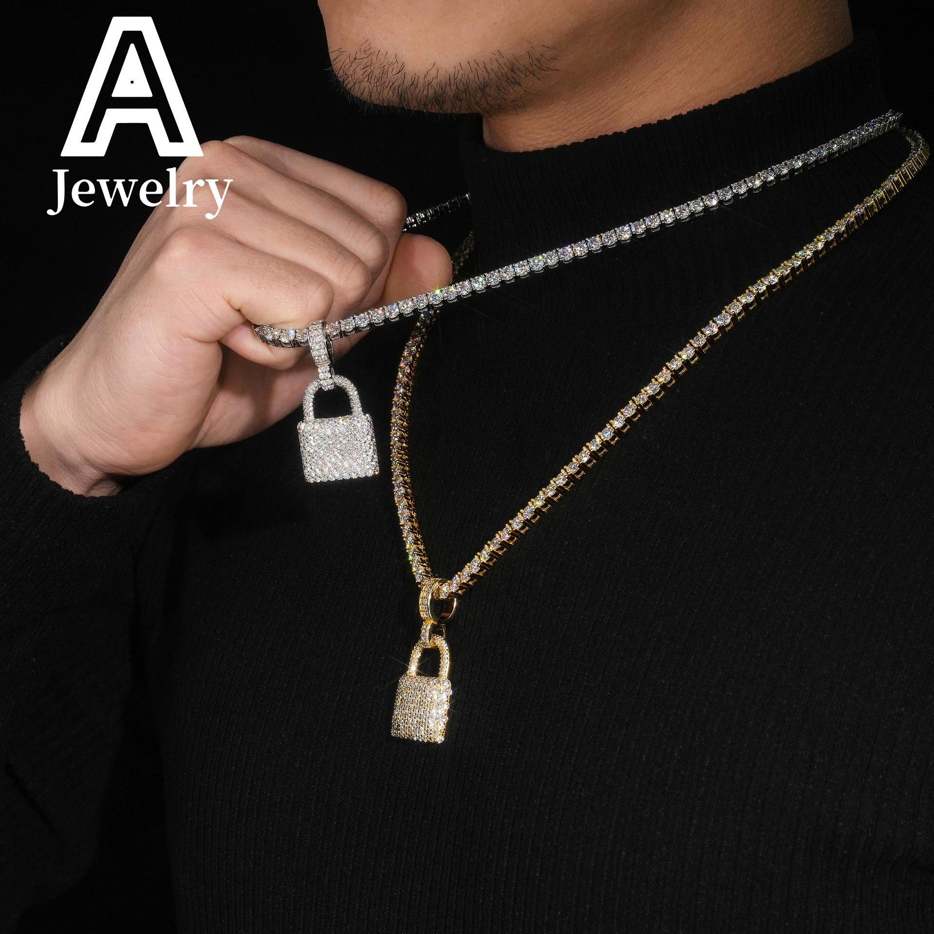 Iced Out Jewelry Hip Hop Pendants Custom Lock Design VVS Moissanite Diamond Charm Pendants for men women