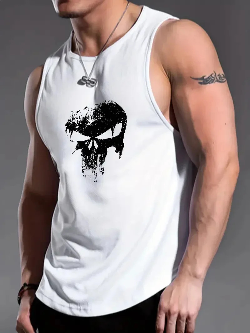 Funny 3D Skull Print Mens Tank Tops Hip Hop Trend Harajuku Sleeveless Shirt Summer Gym T-shirt Man Fashion Fitness Run Vest Tee 250402