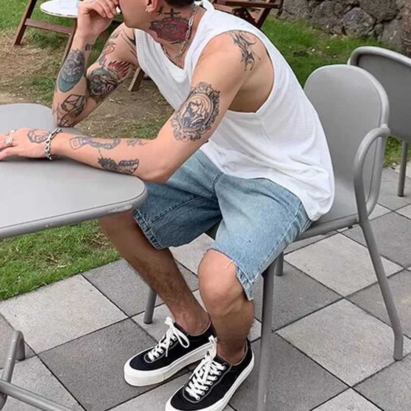 Mens strapless vest Mens strapless workwear collar solid color casual vest Mens spring and summer sports loose vest X250324