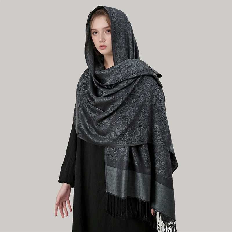 1 Bohen Fashion Paisley Jacquard Scarf Tassel Womens Headscarf Shawl Bag Suitable for Daily Wearing in Winter X2503241
