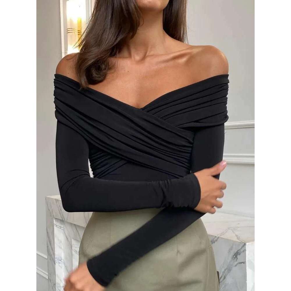 Tossy White See-Through Patchwork Jumpsuit For Women Pleated Slim Sexy High Waist Long Sleeve Off-Shoulder Rompers Streetwear