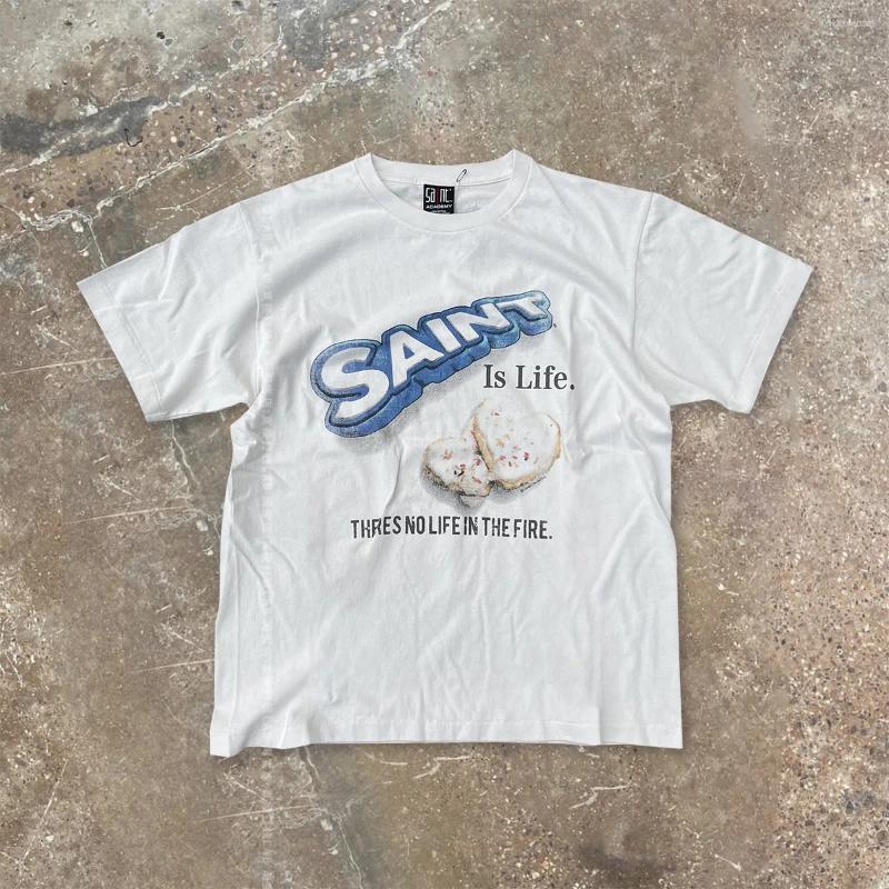 Men's T Shirts Vintage American Street T-shirt Funny Cotton Men Tshirt Womens Tops Oversize Loose Short Sleeved