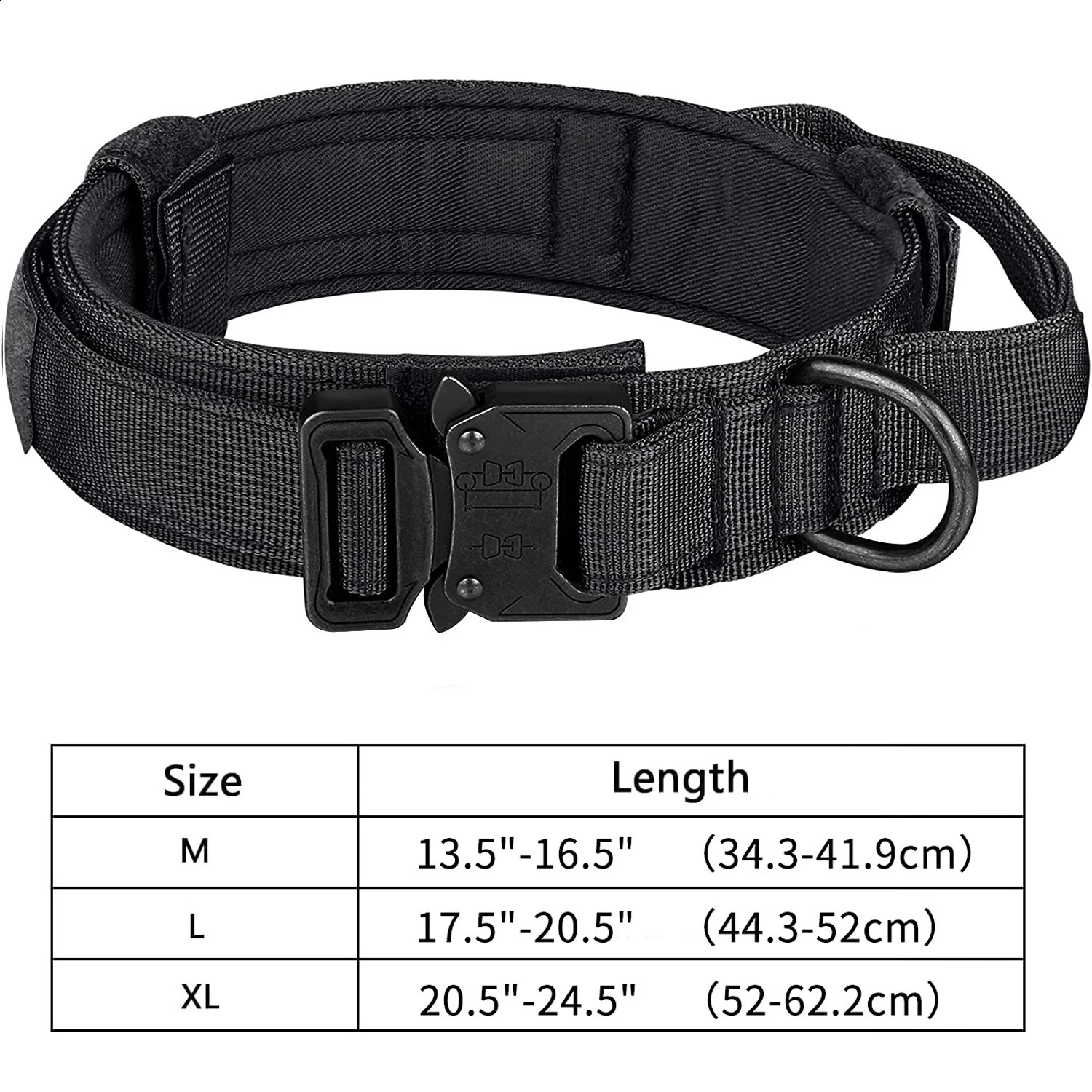 Tactical Dog Collar Adjustable Military Training Nylon Dog Collar with Control Handle and Heavy Metal Buckle for Medium and Lar 250320