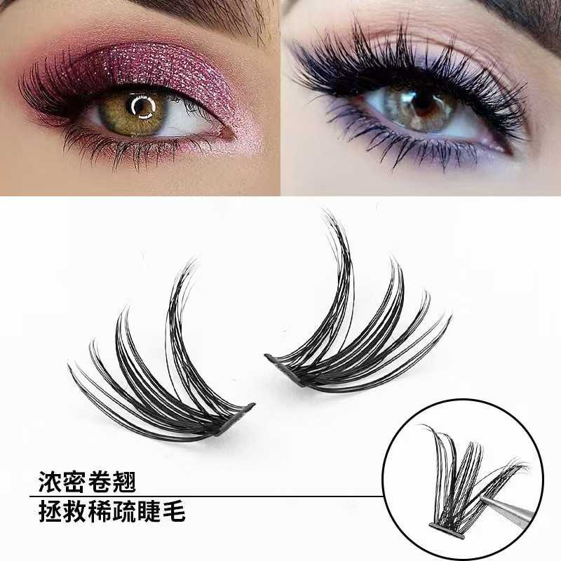 False eyelashes thick and curly with distinct roots and a wide range of sizes. Manga style big eyes and multi specification eyelashes W250324