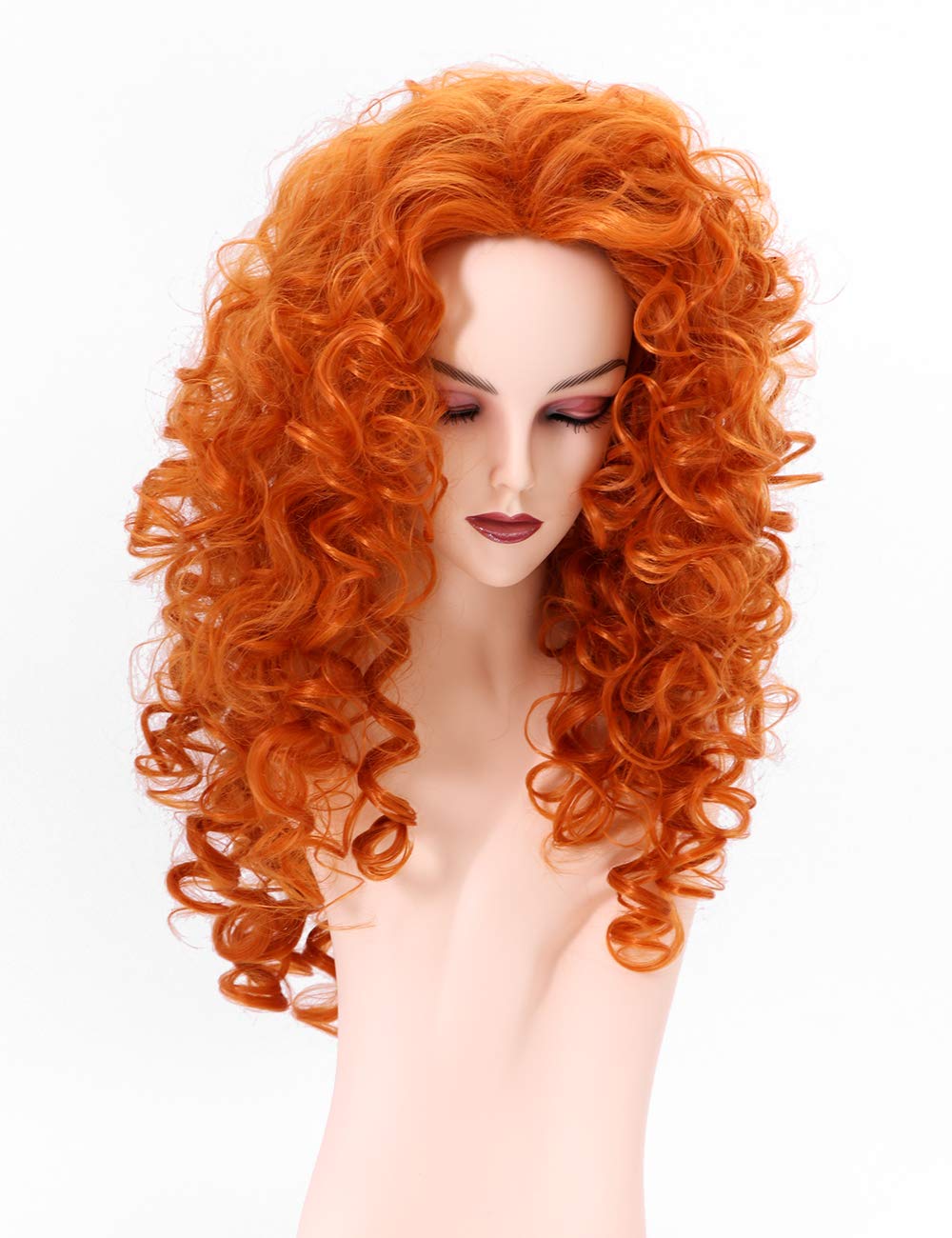 Long Orange Red Hair Curly Wavy Full Head Halloween Wigs for Women Cosplay Costume Party Hairpiece