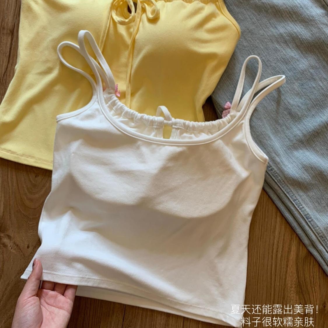 2025 New Sweet And Spicy Girl Bow Designer Vest With Chest Cushion Inside And Outside The Beach Fixed Cup Outdoor Sexy And Beautiful Women's Back