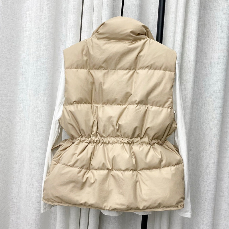 Fashionable autumn and winter cotton vest, camisole, women's 2024 loose, sleeveless, versatile, waist cinching, large pocket vest jacket, top