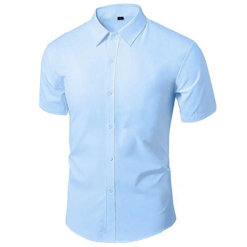 Summer mens casual white shirt short sleeved button slim fit mens social shirt 4XL 5XL X2503241