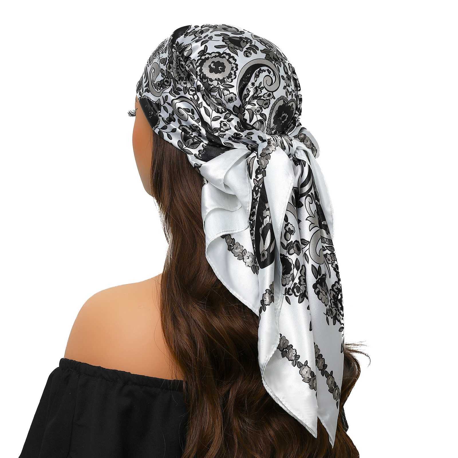 New 90 * 90cm vintage brand silk scarf with fashionable Bonn pattern square headscarf for women bag with foard muffler X2503241