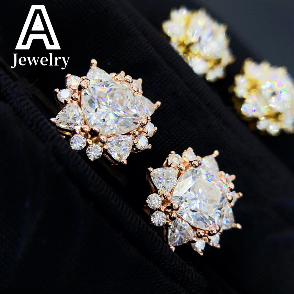 Brilliant VVS Lab Diamond Studs Hip Hop Silver Jewelry 925 Sterling Baguette cut Moissanite Diamond Ear rings For Men Women