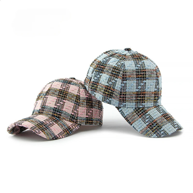 Korean Fashion Plaid Hardtop Baseball Cap Ladies Outdoor Sun Visor Cap 250321