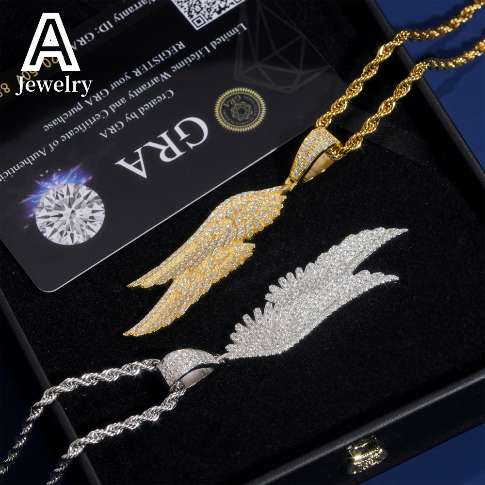 Mens Diamond Pendant 925 Silverwing design Hip hop fashion jewelry vvs Moissanite passed the test