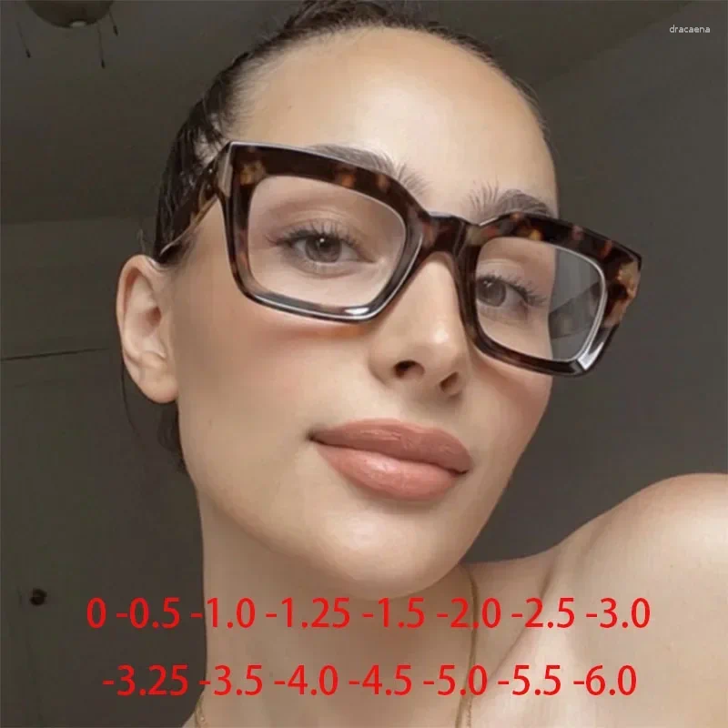 Sunglasses Retra Square Concave Frame Clear Lens Glasses Ultra Light Myopia Nerd Spectacles Degree 0 -0.5 -1.0 -2.0 -3.0 -4.0 To -6.0