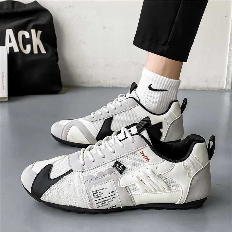 Mens shoes casual sports trend design personalized lace leather sports shoes comfortable and breathableXJ250324