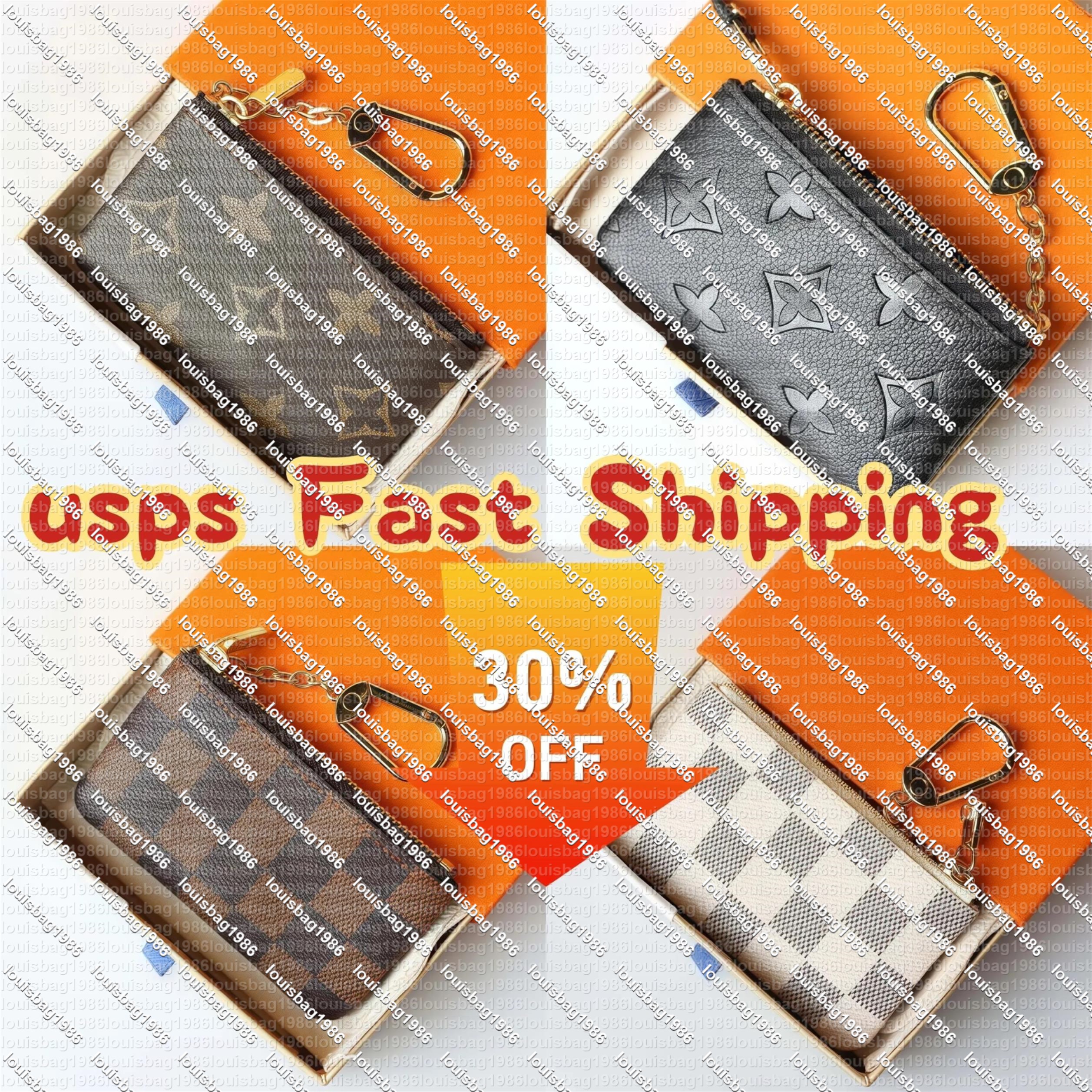 Designers bag Mini Wallet Fashion Womens Mens Keychain Ring Credit Card Holder Coin Purse With box and dust With box