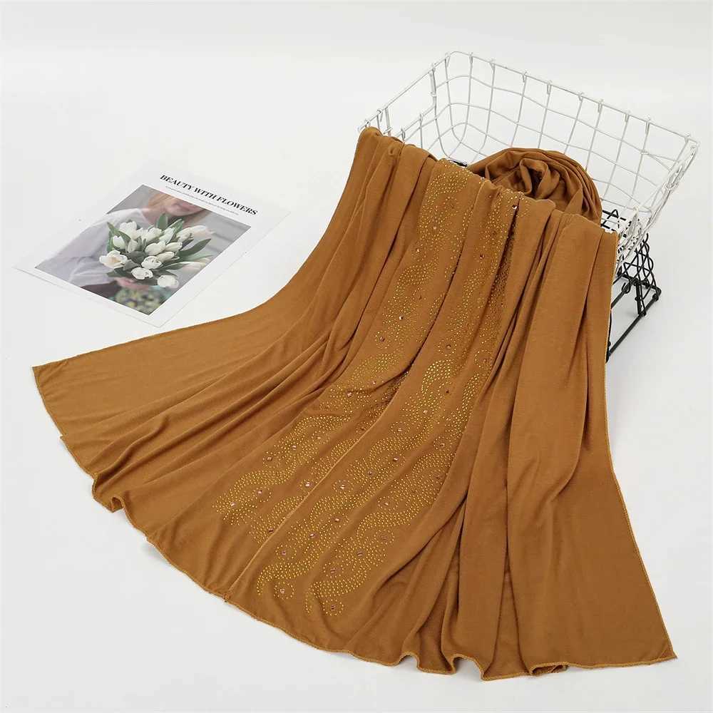 Jersey Fashion Muslim Wen Headband Rhinestone Long Scarf Trkiye Shawl Bag Bandana Scarf Arab Womens Headband X250324