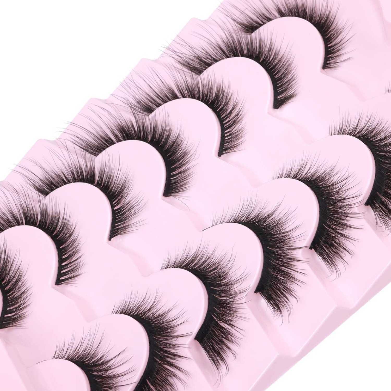 7 pairs of cat eye imitation mink false eyelashes elongated tail thick simulation on camera with fur eyelashes W250324