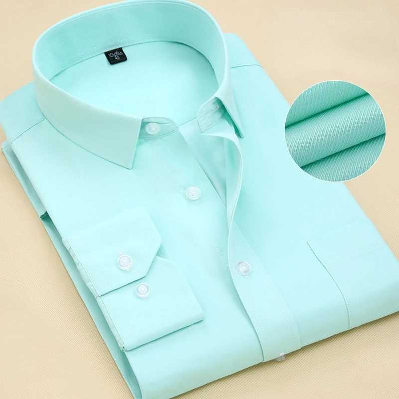 8XL solid color long sleeved mens work office business classic mens casual mens white shirt X250324