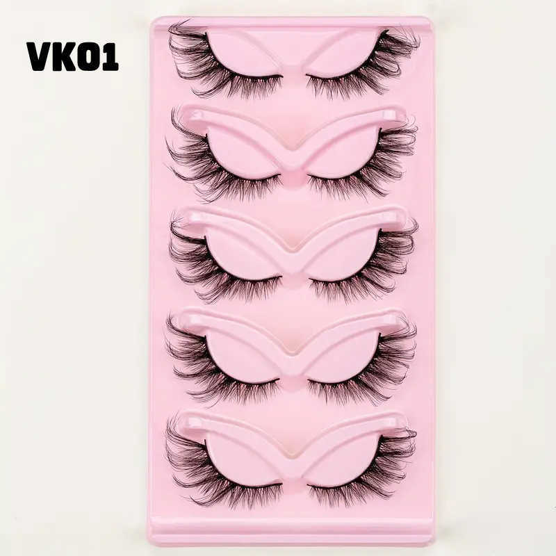 Slant Flying 5-Pair Cat Eye False Eyelash 3D Thick Curling Simulation Eye Tail Stretching Fox Series Eyelash W250324