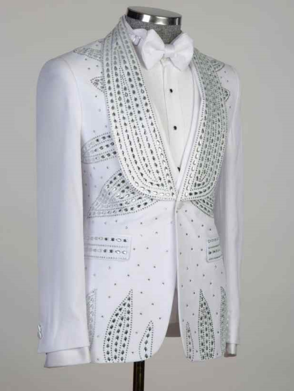 Luxury Wedding Tuxedos Crystal Beaded Men Suit Shawl Lapel 1 Piece Set Jacket Party Formal Groom Business Blazers Customized