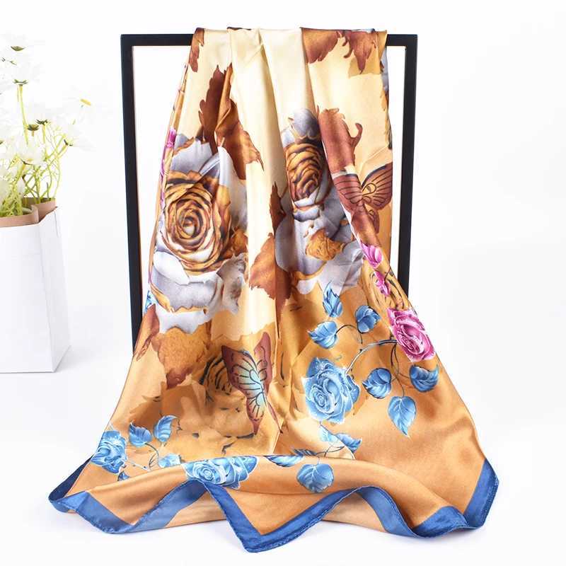 2023 New Fashion Edition Crystal Rose Pattern Printing High Quality 90 * 90 Color Ding Da Square Scarf with Spot Full X250324