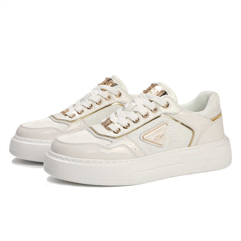 Luxury designer white casual shoes Rubber soft soled flats Nail flats High-end gold-rimmed men women PROM wedding Shoes Sneakers