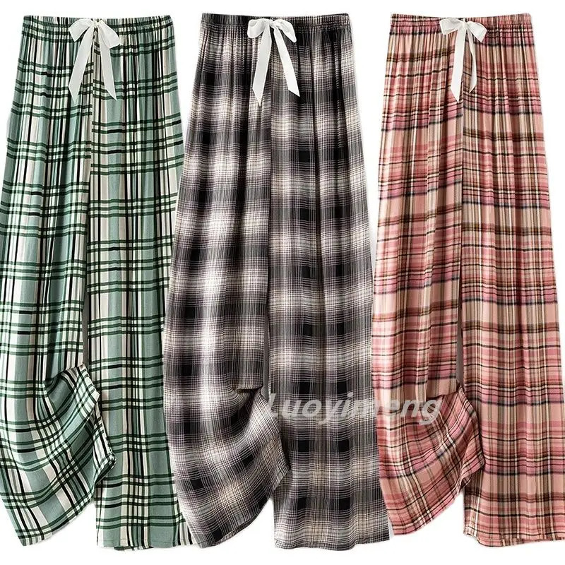 Womens casual autumn wide leg pants floral beach high waisted Bohemian ethnic style long seasonal girls family clothing 250324