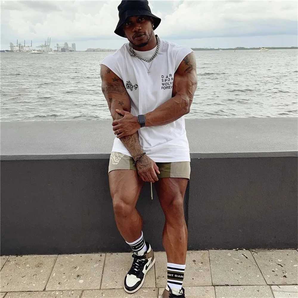 Summer new mens fitness vest sleeveless mens sports shirt cotton based sports vest X2503243