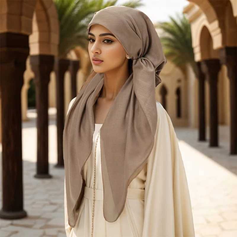 Cotton instant Muslim headscarf with inner wrap triangular headscarf regular Islamic headscarf soft headscarf X250324