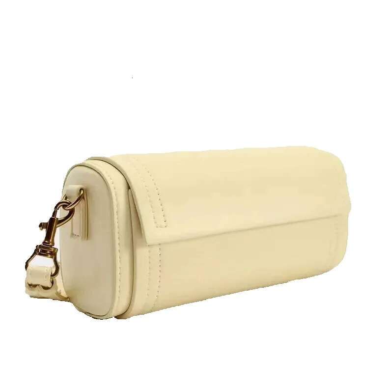 Autumn New Women's Vanilla Yellow Flip Cover Versatile Commuting Bag, Cydrical Shoulder Crossbody Bag