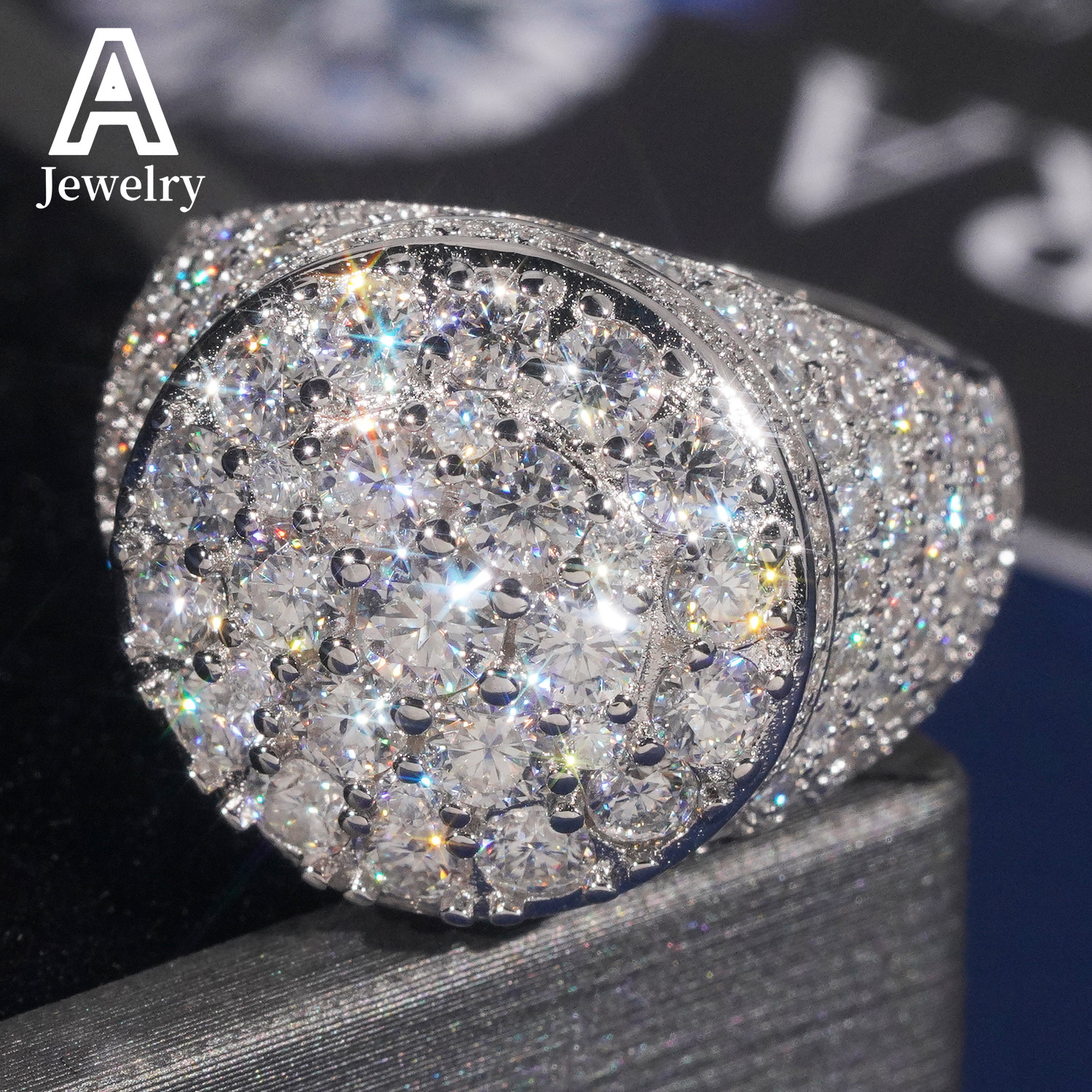 European and American fashion ring VVS Mossan Diamond Engagement Ring 925 sterling silver jewelry ice crystal ring GRA