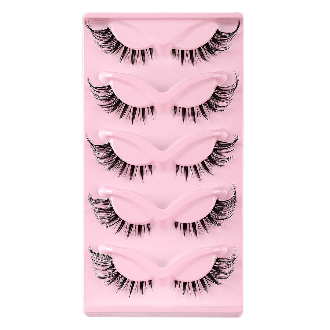 5 pairs of slanted flying fox false eyelashes naturally thick and curled simulating cat eye eyelashes W250324