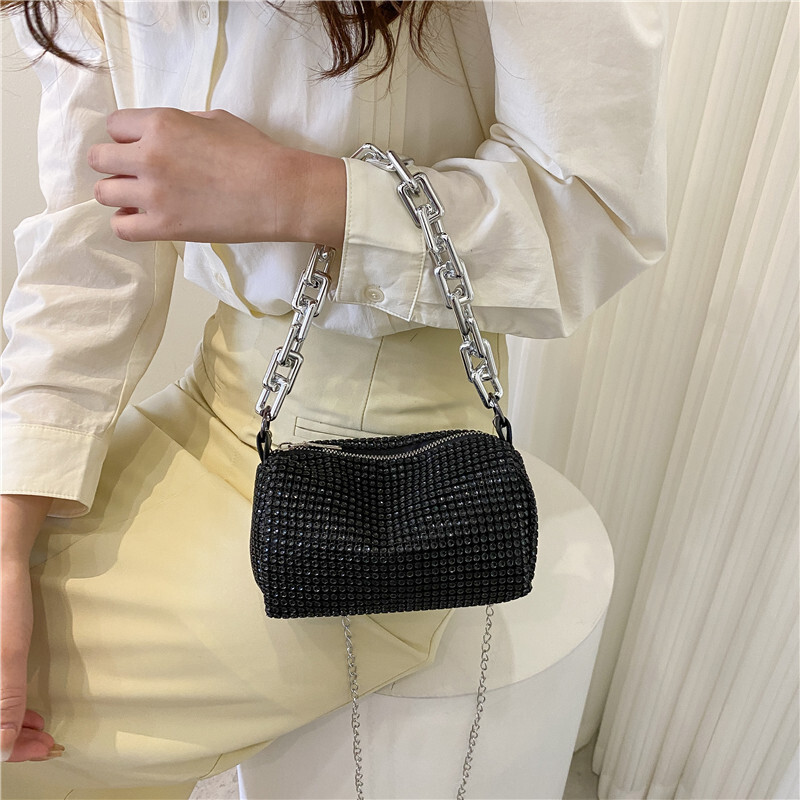 2025S Fashion Designer Spring Summer Small Women S New Trend Colored Diamond Pillow Chain Strap Single Shoulder Personalized Crossbody Bag