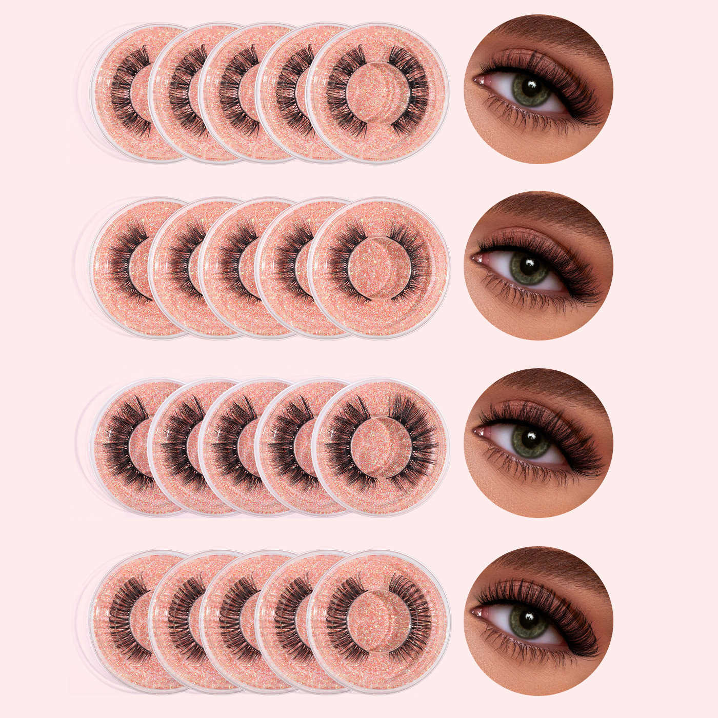 20 boxes of mixed natural curled false eyelashes thick eyelashes exaggerated eyelashes W250324