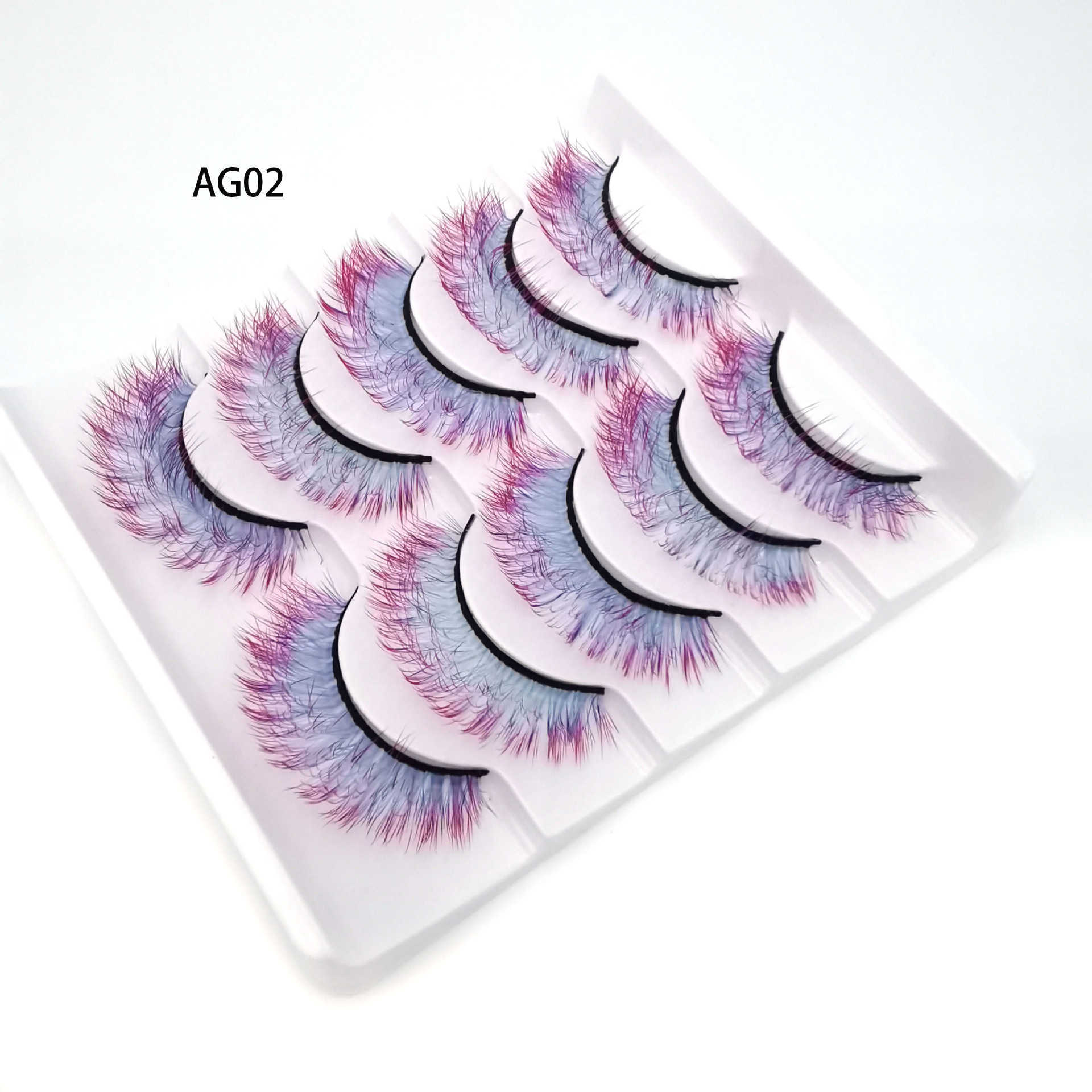 New Gradient Color 5-Pair Natural Stage Makeup Thick False Eyelash 3D Eyelash W250324