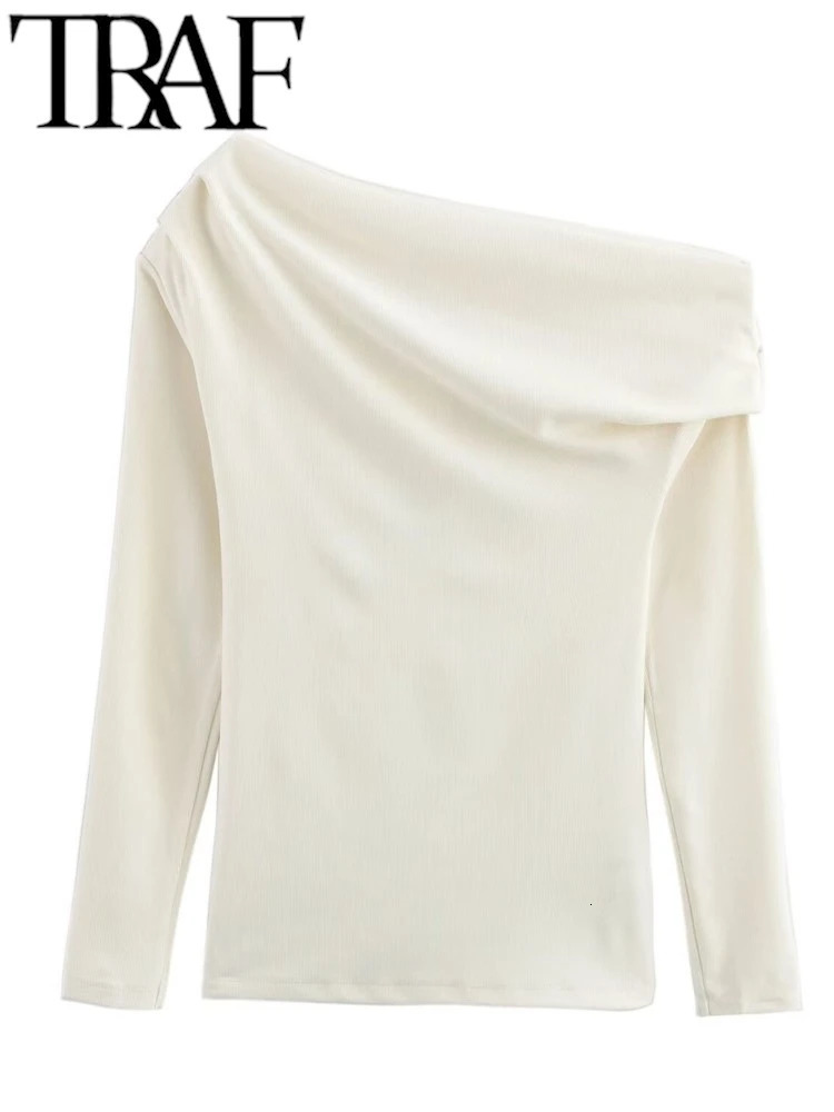 TRAF GAL 2025 Spring Womens Knitted Set Long Sleeve Asymmetric Ruched Ultra Thin Tensile Midi Casual y2k 250322
