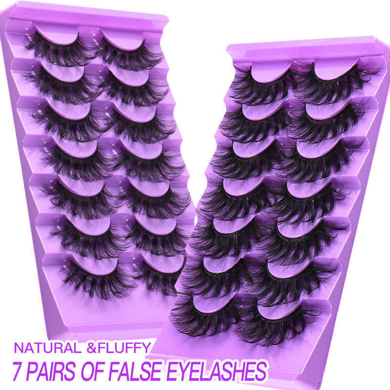 7 pairs of exaggerated and explosive false eyelashes naturally thick cross rolled and curled W250324