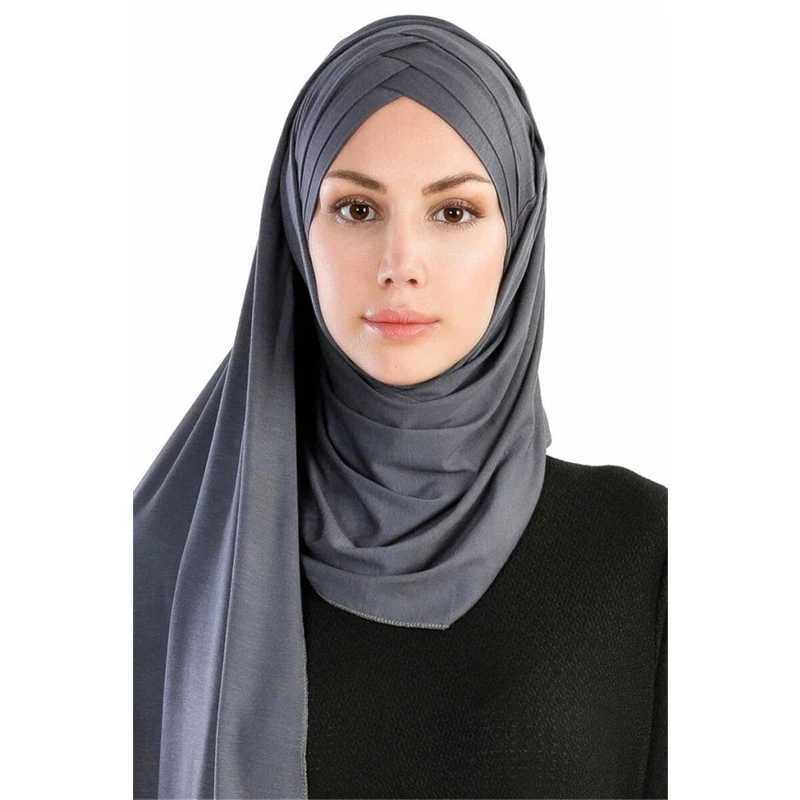 2023 New Jersey Scarf Soft Pure Cotton Instant Headscarf Shawl and Wrap Shawl Female Muslim Headscarf Ready to Wear Scarf X250324