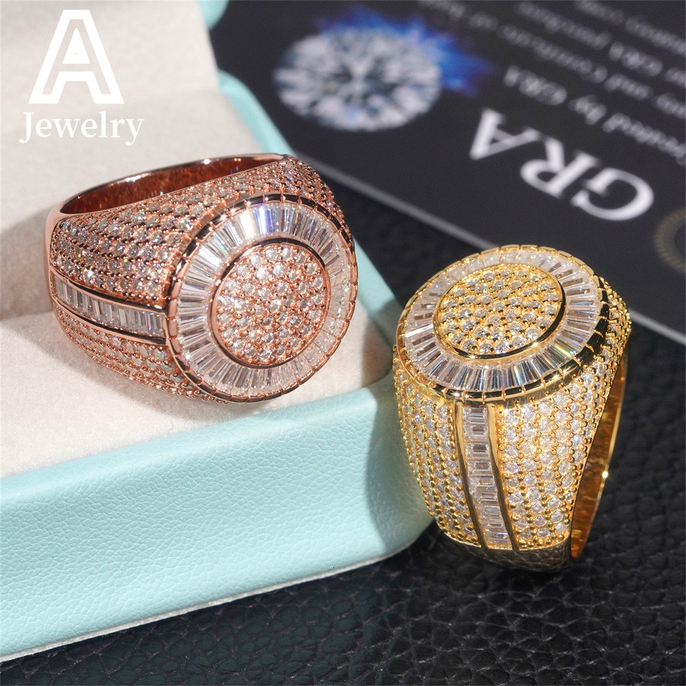 Half Iced Out Baguette Cut Moissanite Diamond Rings Men Fashion Wedding Bands 925 Sterling Silver Hip Hop Jewelry