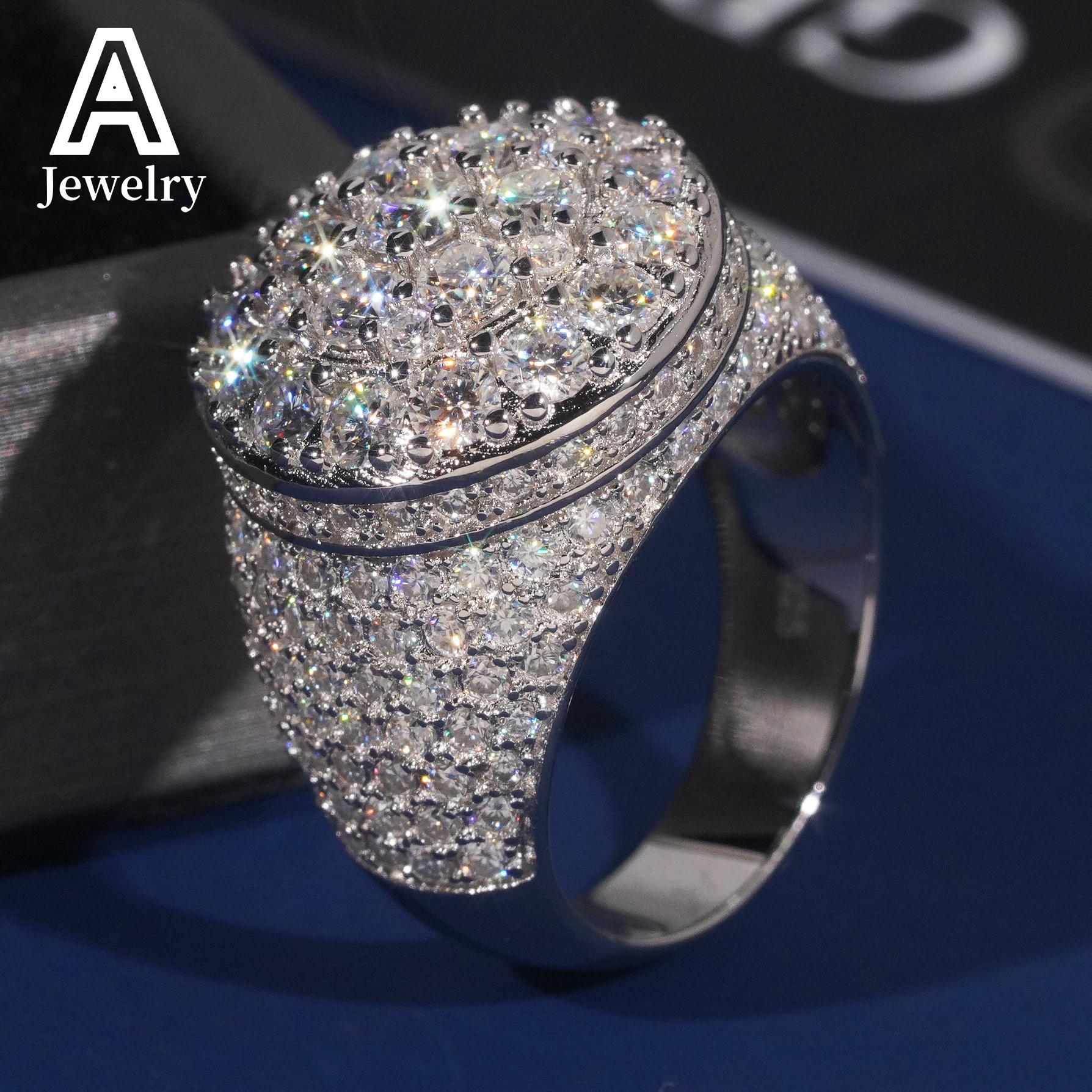 European and American fashion ring VVS Mossan Diamond Engagement Ring 925 sterling silver jewelry ice crystal ring GRA