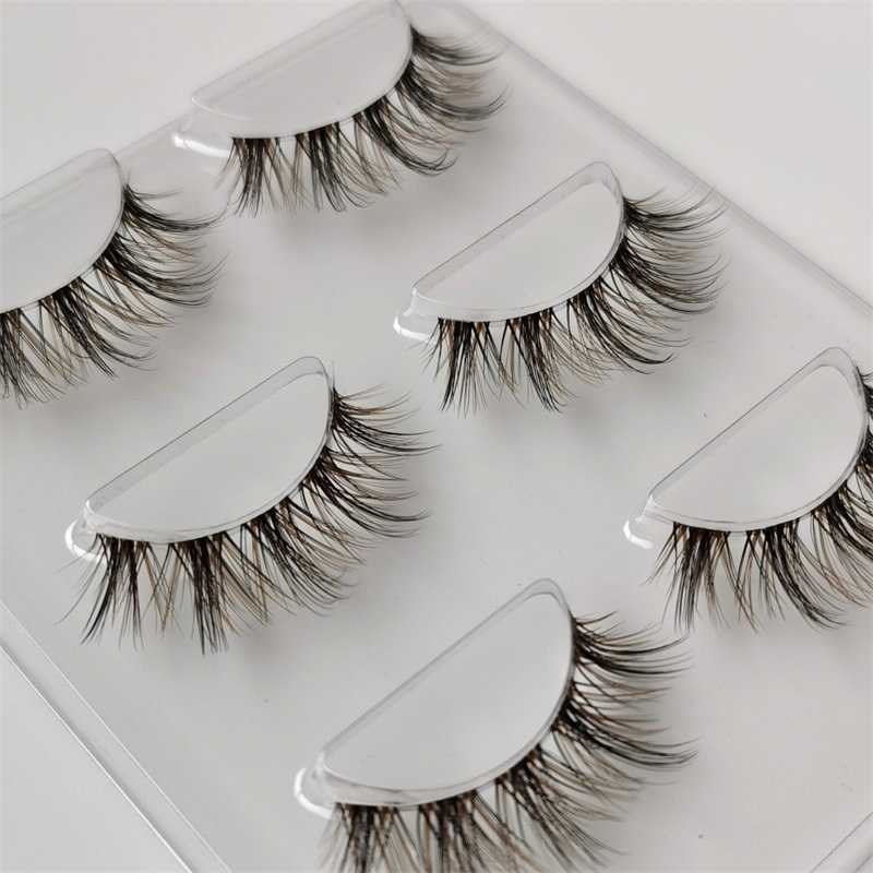 Thick transparent stem false eyelashes imitating mink fur mixed black brown Barbie curly and clustered big eye makeup GM35 W250324
