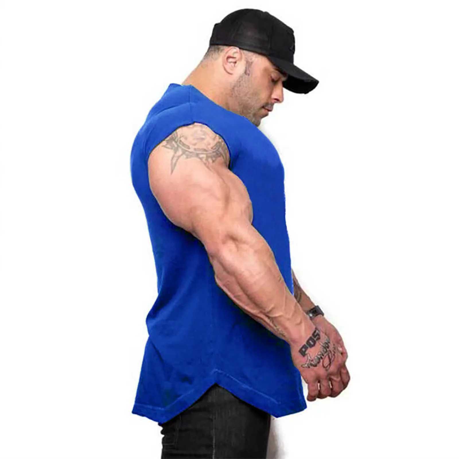 Muscle mens brand Soild bodybuilding clothing mens single shoulder strap gym striped vest mens fitness vest cotton sleeveless shirt X250324