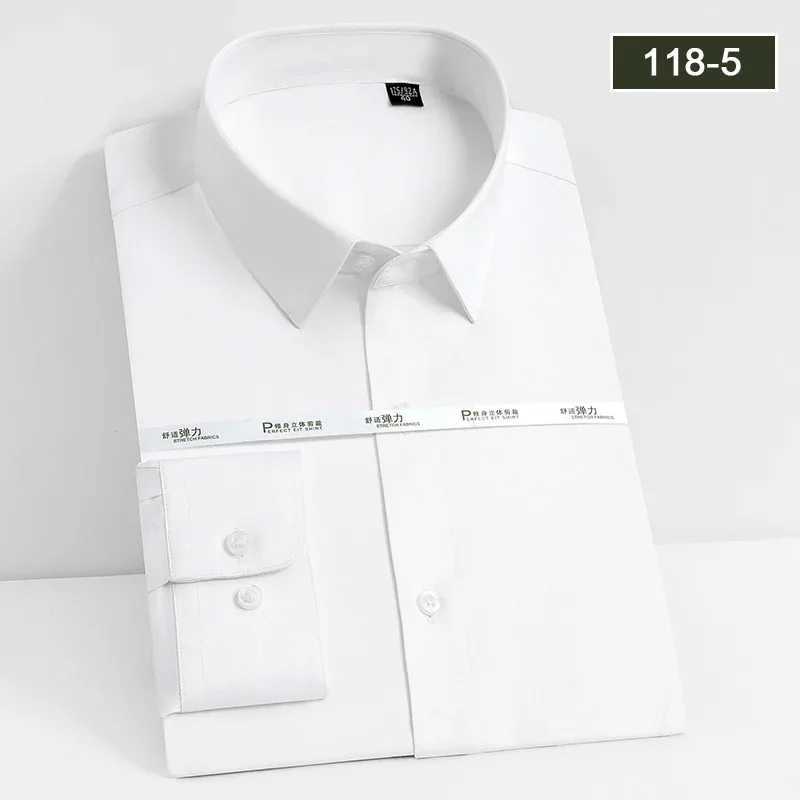 Mens white long sleeved wedding dress business ironless formal clothing professional workwear casual wrinkle resistant shirt X250324
