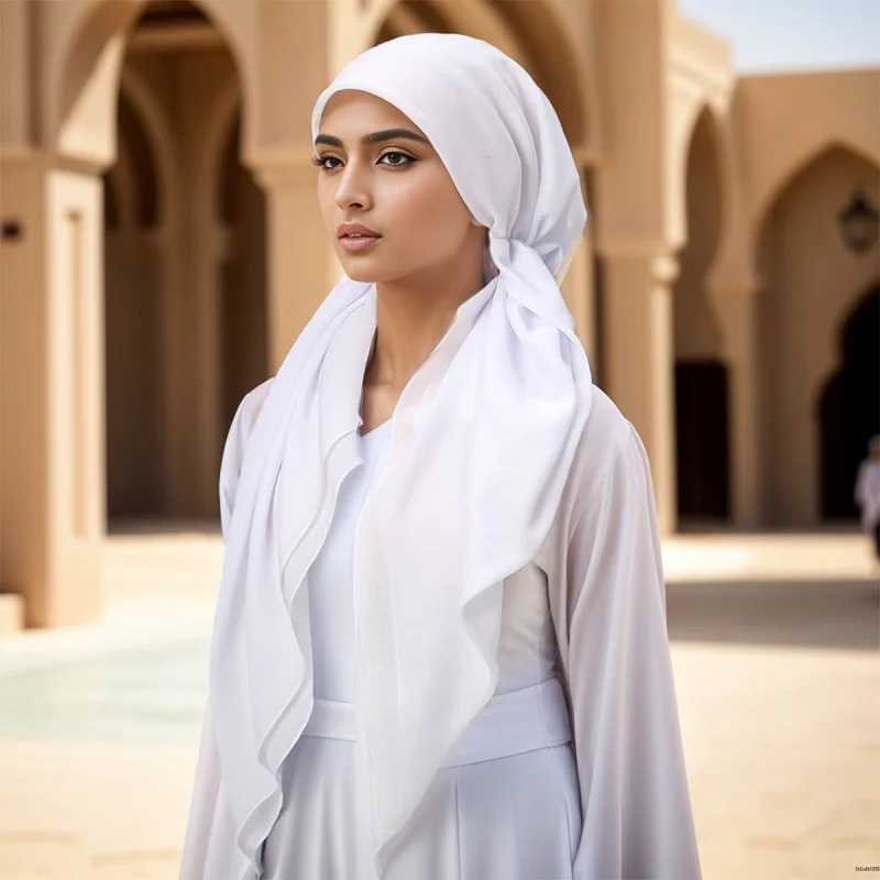 Cotton instant Muslim headscarf with inner wrap triangular headscarf regular Islamic headscarf soft headscarf X250324