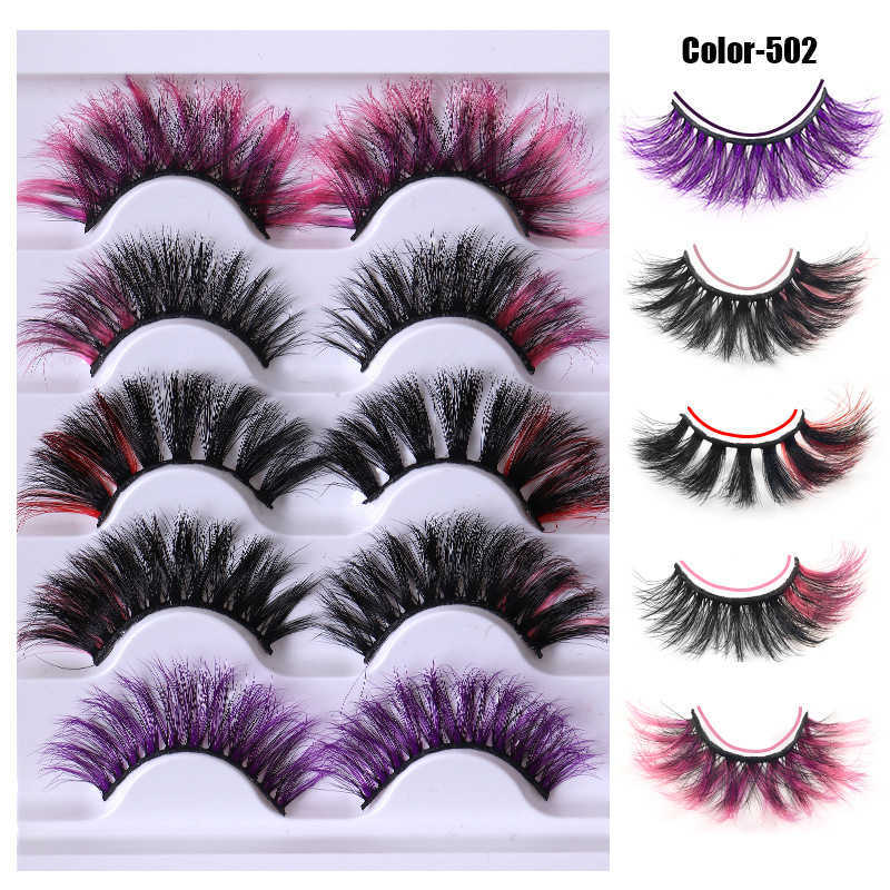 Cos5 Mixed Color False Eyelash Explosive Edition Thick Curly Imitation Mink Hair Eyelash Stage W250324