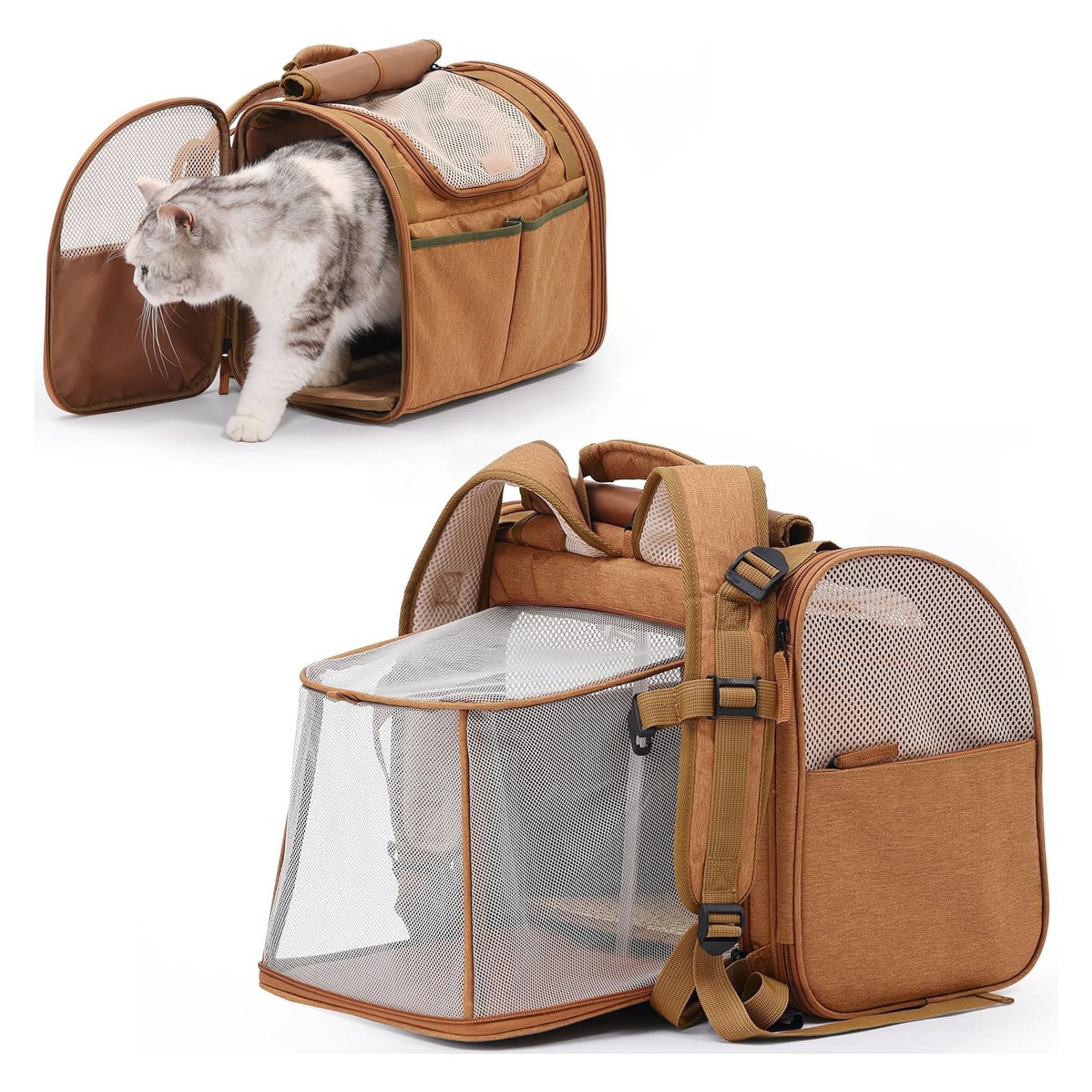 Expandable Pet Carrier: Soft-Sided Design with Adjustable Leash for Small Dogs & Cats Travel Free shipping