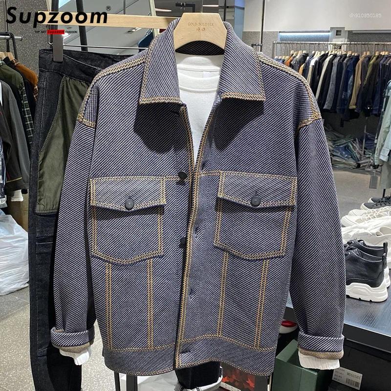 Men's Jackets Supzoom Arrival Top Fashion Men Casual Single Breasted Cotton Turn-down Collar Short Bomber Denim Jacket