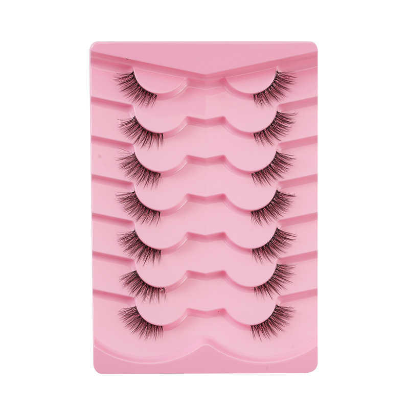 Cat eye black stem elongated tail half eye naturally thick eyelashes half cut one-piece false eyelashes W250324